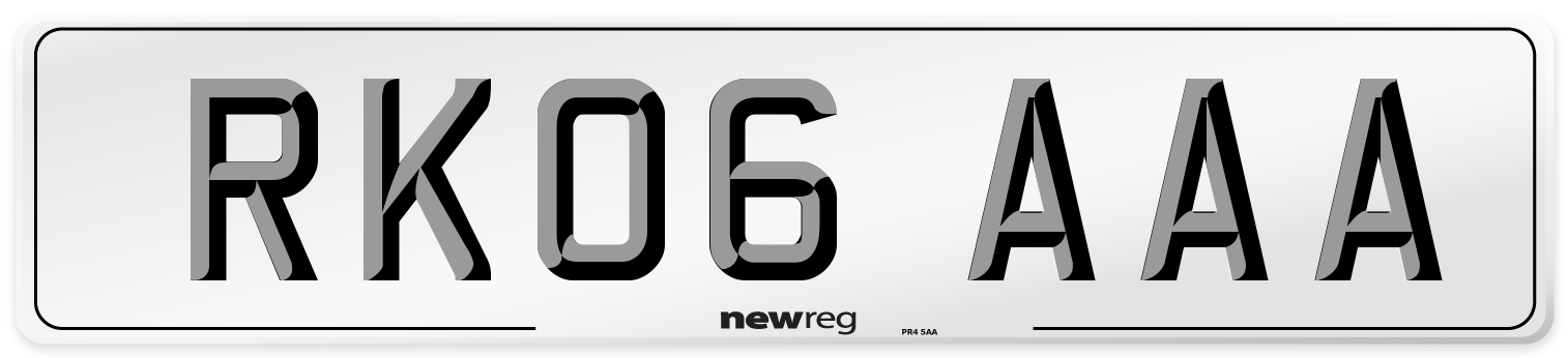 RK06 AAA Number Plate from New Reg